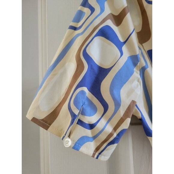 J. McLaughlin Cream and Blue Geometric Midi Dress - Picture 3 of 6